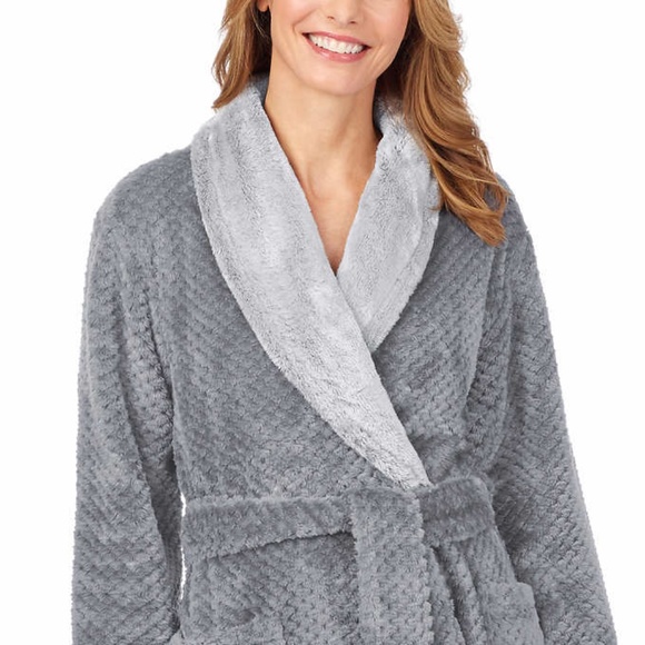 New Carol Hochman Ladies Gray Plush Cozy Robe - Picture 5 of 15